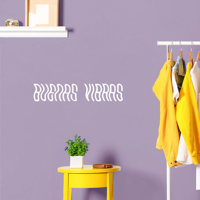 Vinyl Wall Art Decal - Buenas Vibras / Good Vibes - 5" x 25" - Trendy Inspiring Positive Mind Quote Sticker For Closet Living Room School Classroom Office Storefront Coffee Shop Decor 2