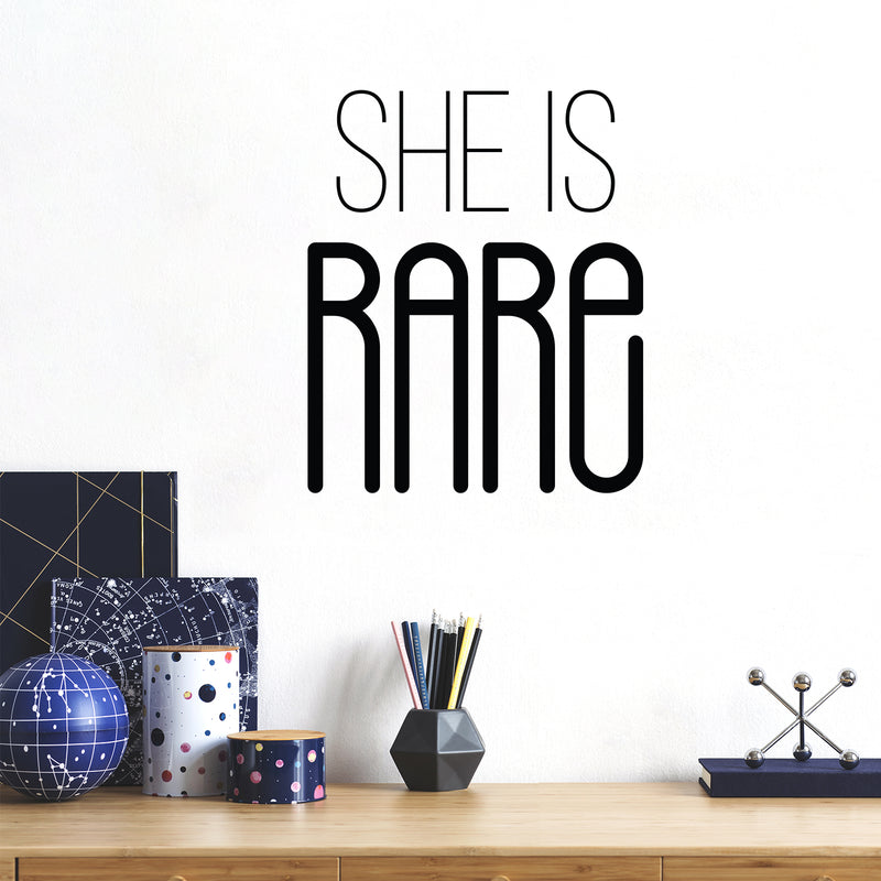 Vinyl Wall Art Decal - She Is Rare - Trendy Inspirational Quote Sticker For Woman Home Office Living Room Girls Bedroom Decor 3