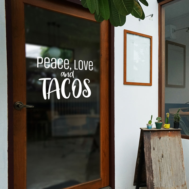 Vinyl Wall Art Decal - Peace Love And Tacos - 17" x 23" - Trendy Fun Coffee Lovers Quote Sticker For Kitchen Coffee Shop Restaurant Business Storefront Office kitchenette Decor 3