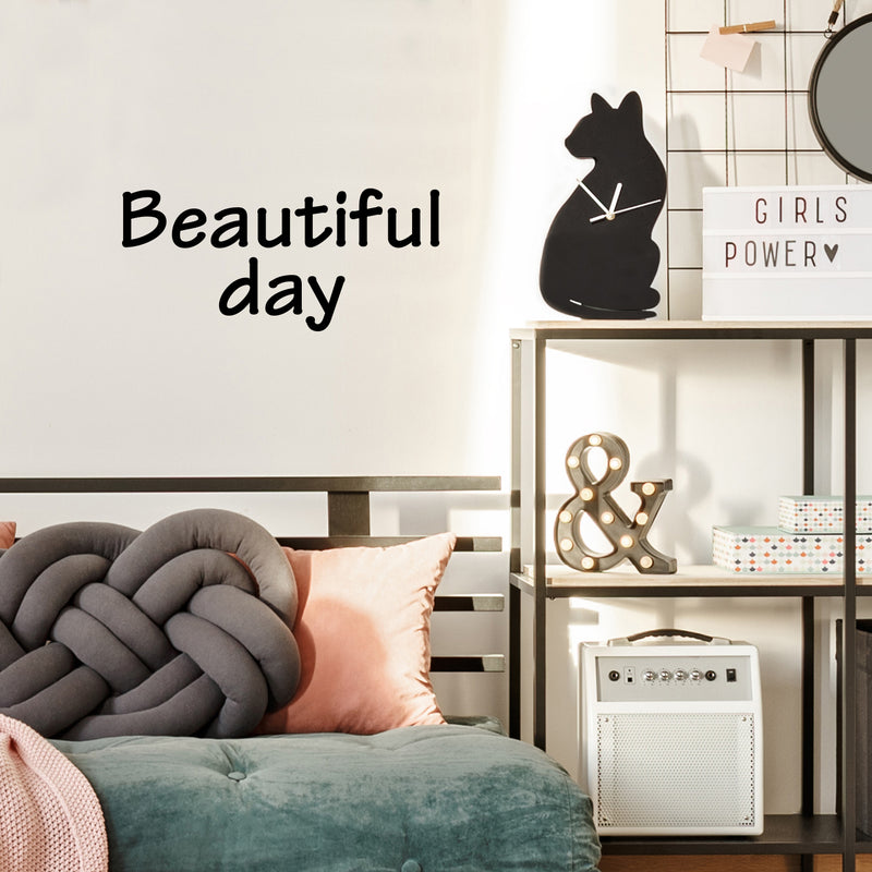 Vinyl Wall Art Decal - Beautiful Day - 11" x 25" - Happiness Modern Inspirational Positive Quote Sticker For Home Office Bedroom Living Room Kids Room Coffee Shop Decor 2