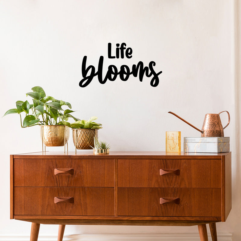 Vinyl Wall Art Decal - Life Blooms - 13.5" x 25" - Trendy Positive Inspiring Good Vibes Quote Sticker For Bedroom Closet Living Room School Office Coffee Shop Decor 2