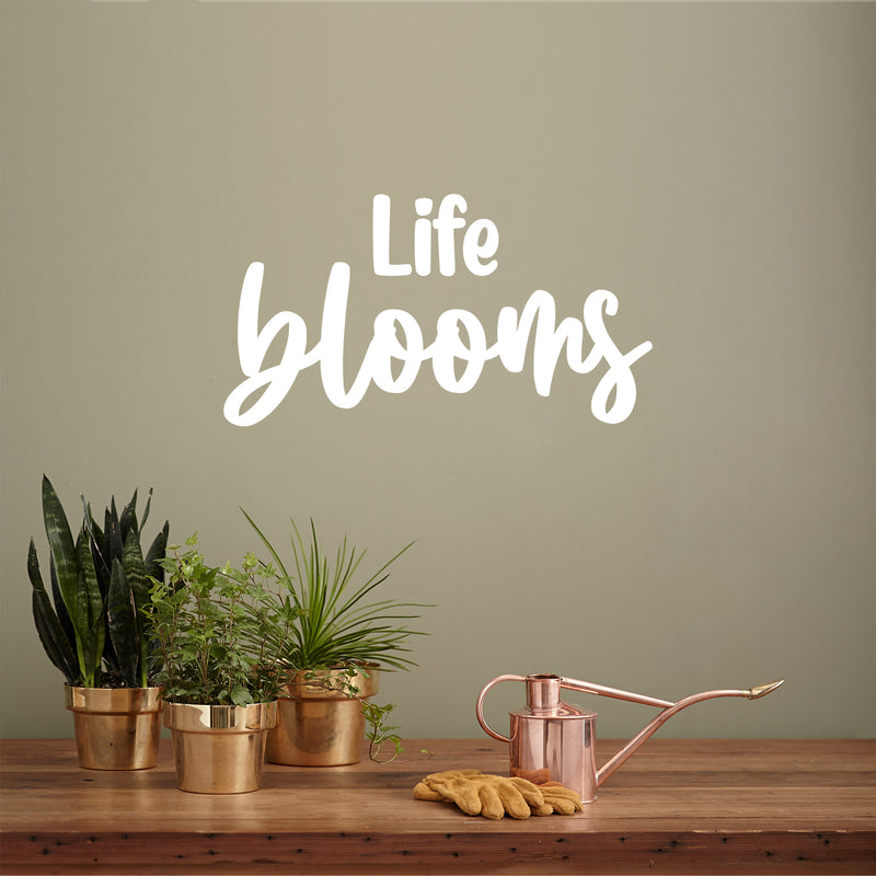 Vinyl Wall Art Decal - Life Blooms - 13.5" x 25" - Trendy Positive Inspiring Good Vibes Quote Sticker For Bedroom Closet Living Room School Office Coffee Shop Decor 2