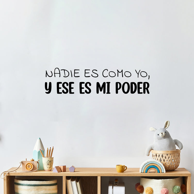 Vinyl Wall Art Decal - Nadie Es Como Yo; Y Ese Es Mi Poder / Nobody Is Like Me; And That's My Power - 6.5"x 25" - Inspiring Spanish Quote Sticker For Bedroom Closet Living Room Decor 2