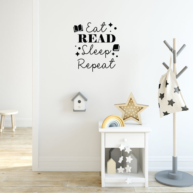 Vinyl Wall Art Decal - Eat Read Sleep Repeat - 18" x 17" - Trendy Inspiring Fun Positive Vibes Classroom Quote Sticker For Playroom School Office Library Educational Decor 2