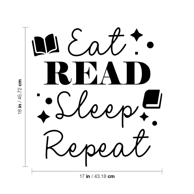 Vinyl Wall Art Decal - Eat Read Sleep Repeat - Trendy Inspiring Fun Positive Vibes Classroom Quote Sticker For Playroom School Office Library Educational Decor 4