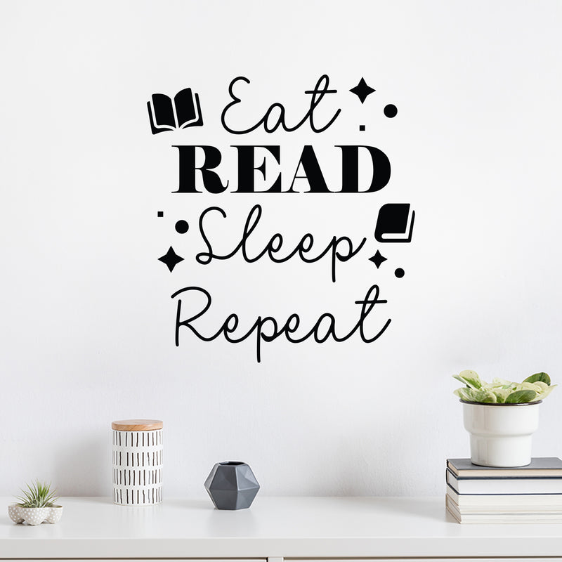 Vinyl Wall Art Decal - Eat Read Sleep Repeat - Trendy Inspiring Fun Positive Vibes Classroom Quote Sticker For Playroom School Office Library Educational Decor 3