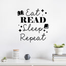 Vinyl Wall Art Decal - Eat Read Sleep Repeat - Trendy Inspiring Fun Positive Vibes Classroom Quote Sticker For Playroom School Office Library Educational Decor 3