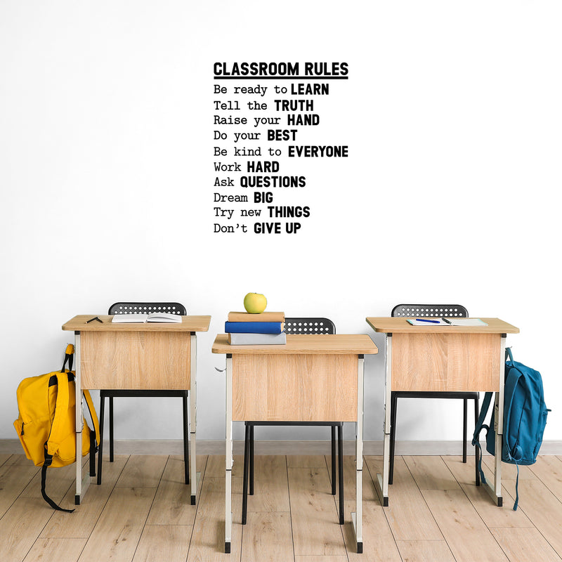 Vinyl Wall Art Decal - Classroom Rules - 28" x 22" - Trendy Inspiring Positive Classroom Quote Sticker For Playroom School Office Library Educational Decor 2