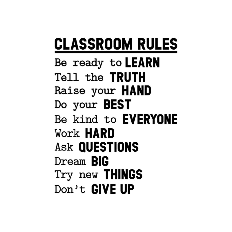 Vinyl Wall Art Decal - Classroom Rules - 28" x 22" - Trendy Inspiring Positive Classroom Quote Sticker For Playroom School Office Library Educational Decor 1