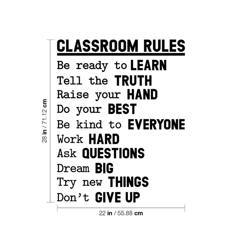 Vinyl Wall Art Decal - Classroom Rules - Trendy Inspiring Positive Classroom Quote Sticker For Playroom School Office Library Educational Decor 4