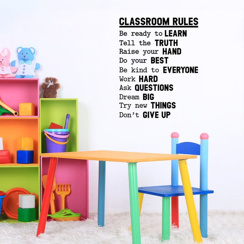 Vinyl Wall Art Decal - Classroom Rules - Trendy Inspiring Positive Classroom Quote Sticker For Playroom School Office Library Educational Decor 3