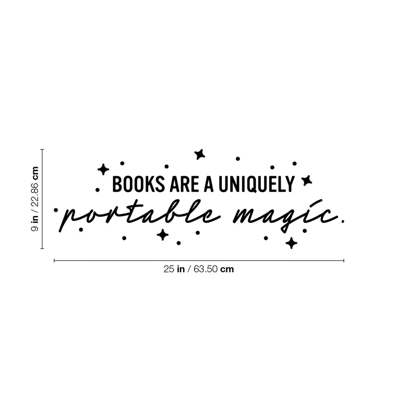 Vinyl Wall Art Decal - Books Are A Uniquely Portable Magic - 9" x 25" - Modern Motivating Optimistic Classroom Quote Sticker For Living Room Playroom School Library Educational Decor 4