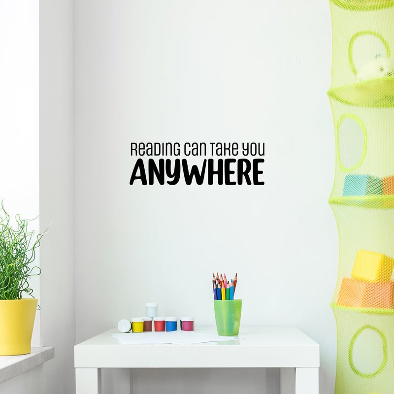 Vinyl Wall Art Decal - Reading Can Take You Anywhere - Modern Motivating Optimistic Classroom Quote Sticker For Living Room Playroom School Library Educational Decor 3