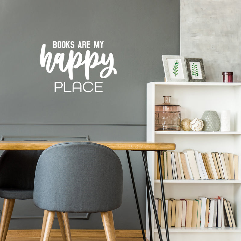 Vinyl Wall Art Decal - Books Are My Happy Place - Modern Fun Positive Classroom Quote Sticker For Living Room Playroom School Library Educational Decor 5