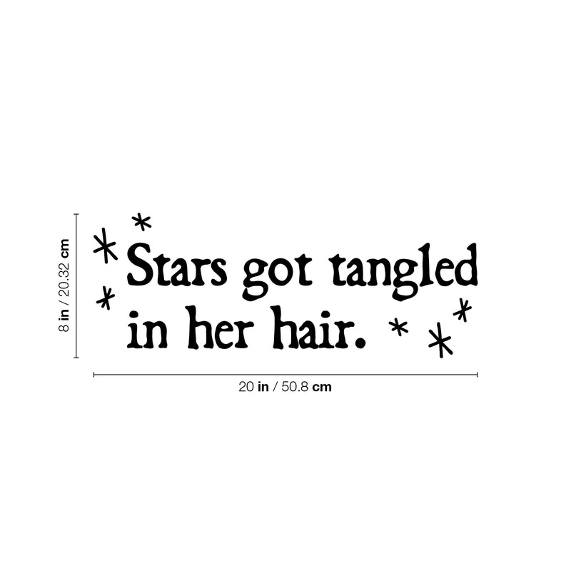 Vinyl Wall Art Decal - Stars Got Tangled In Her Hair - 8" x 20" - Trendy Motivational Cute Quote Sticker For Home School Girls Bedroom Kids Room Playroom Classroom Decor 4