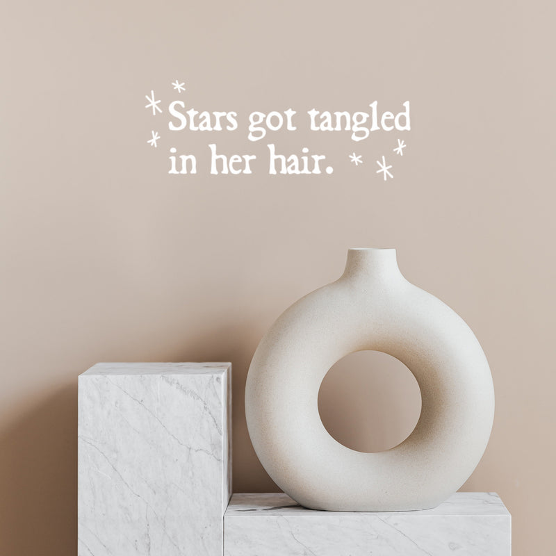 Vinyl Wall Art Decal - Stars Got Tangled In Her Hair - 8" x 20" - Trendy Motivational Cute Quote Sticker For Home School Girls Bedroom Kids Room Playroom Classroom Decor 3