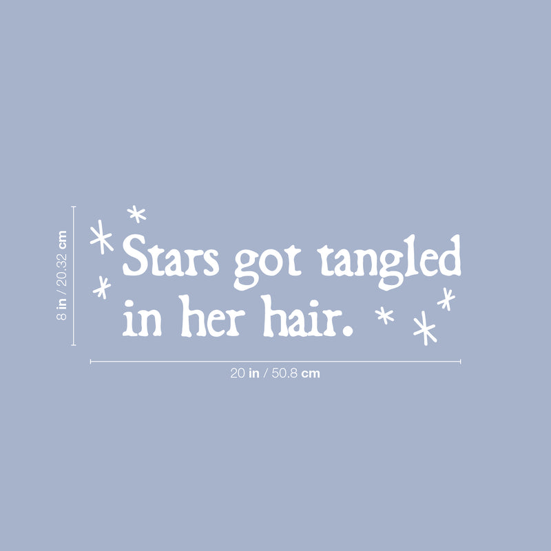 Vinyl Wall Art Decal - Stars Got Tangled In Her Hair - 8" x 20" - Trendy Motivational Cute Quote Sticker For Home School Girls Bedroom Kids Room Playroom Classroom Decor 4