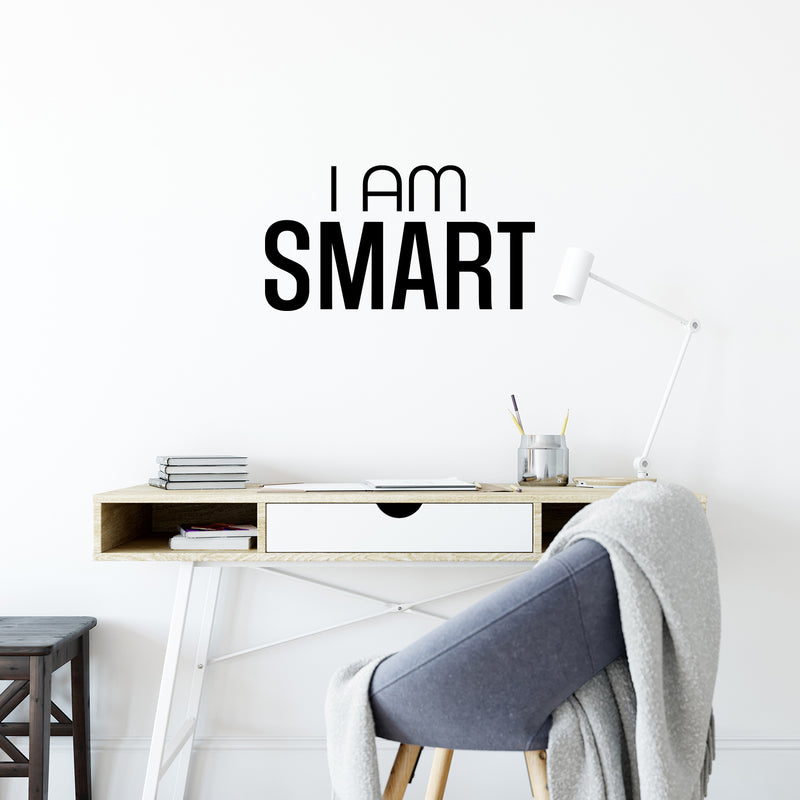 Vinyl Wall Art Decal - I Am Smart - 13. Modern Inspiring Positive Classroom Quote Sticker For Home Living Room Playroom School Library Educational Decor 3