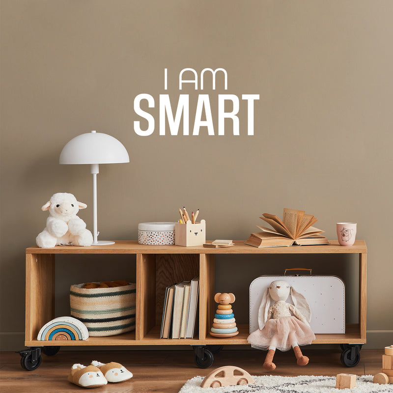 Vinyl Wall Art Decal - I Am Smart - 13.5" x 25" - Modern Inspiring Positive Classroom Quote Sticker For Home Living Room Playroom School Library Educational Decor 2