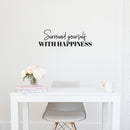 Vinyl Wall Art Decal - Surround Yourself With Happiness - Positive Motivational Good Vibes Quote Sticker For Bedroom Closet Living Room School Office Coffee Shop Decor 2
