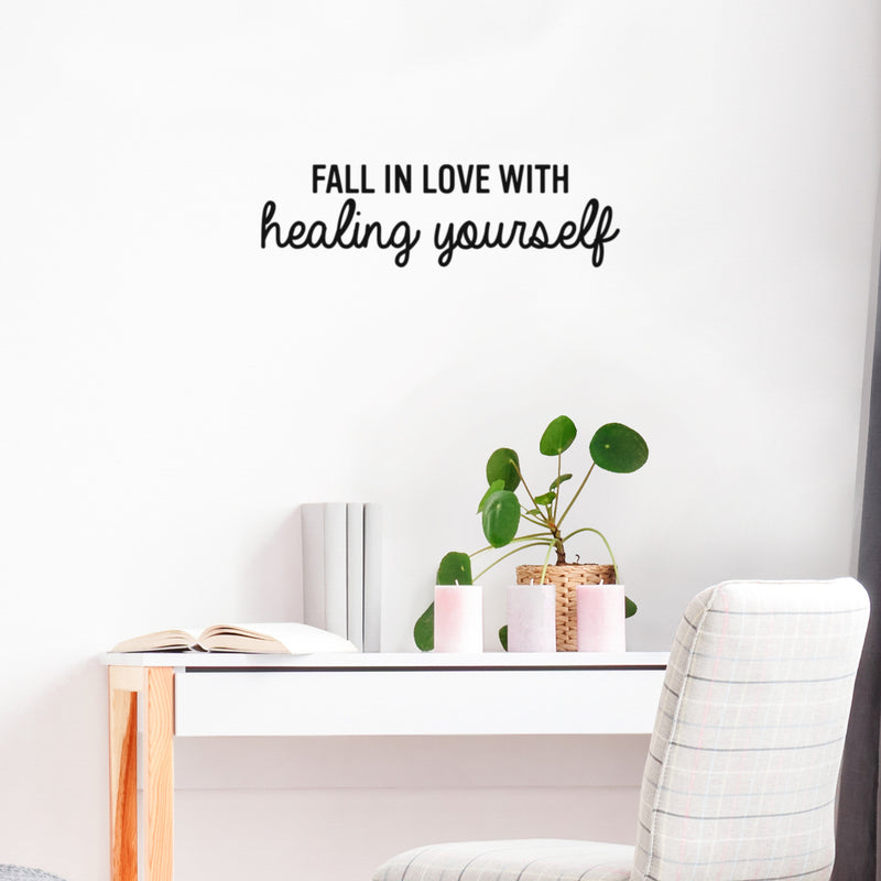 Vinyl Wall Art Decal - Fall In Love With Healing Yourself - 7" x 25" - Modern Inspirational Positive Self Love Quote Sticker For Home School Office Teen Bedroom Living Room Decor 3