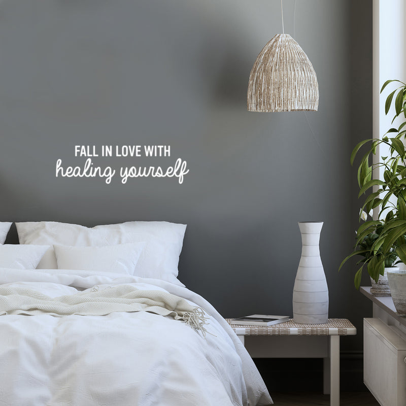 Vinyl Wall Art Decal - Fall In Love With Healing Yourself - 7" x 25" - Modern Inspirational Positive Self Love Quote Sticker For Home School Office Teen Bedroom Living Room Decor 2