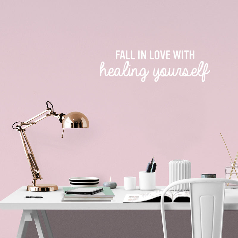 Vinyl Wall Art Decal - Fall In Love With Healing Yourself - 7" x 25" - Modern Inspirational Positive Self Love Quote Sticker For Home School Office Teen Bedroom Living Room Decor 3