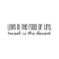 Vinyl Wall Art Decal - Love Is The Food Of Life Travel Is The Dessert - Trendy Motivational Quote Sticker For Travelers Home Office Couple Bedroom Living Room Decor 1