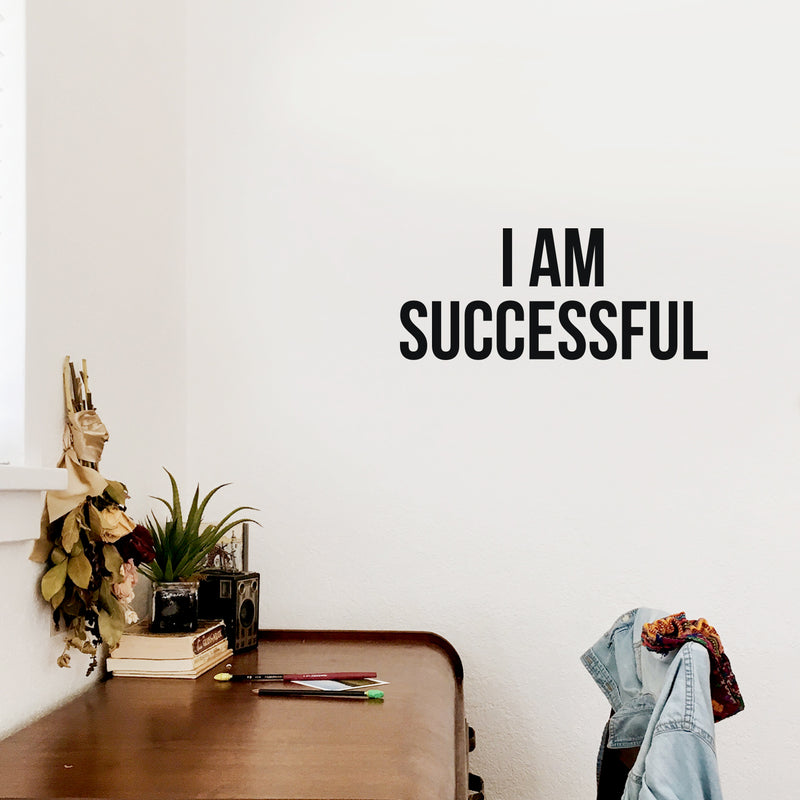 Vinyl Wall Art Decal - I Am Successful - 10.7" x 25" - Motivating Positive Self Esteem Quote Sticker For Bedroom Closet Living Room Office Coffee Shop School Gym Fitness Decor 2