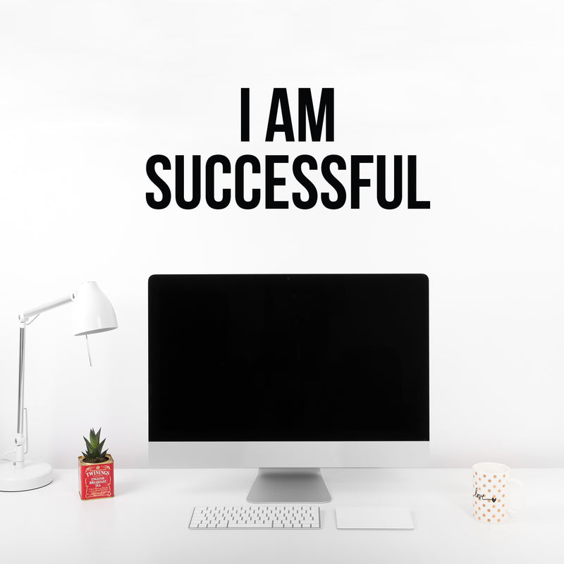 Vinyl Wall Art Decal - I Am Successful - 10.7" x 25" - Motivating Positive Self Esteem Quote Sticker For Bedroom Closet Living Room Office Coffee Shop School Gym Fitness Decor 3