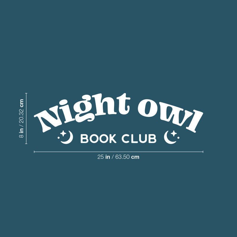 Vinyl Wall Art Decal - ?? Night Owl Book Club ?? - 8" x 25" - Trendy Fun Positive Educational Quote Sticker For Home Living Room Kids Room Playroom School Library Classroom Decor 4