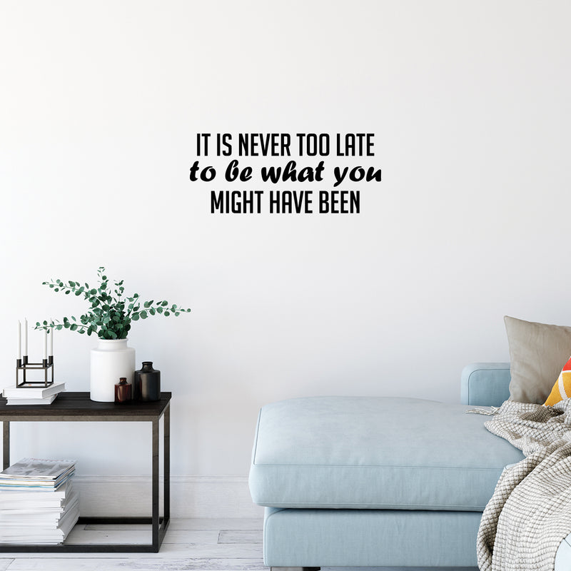 Vinyl Wall Art Decal - It Is Never Too Late To Be What You Might Have Been - 10.5" x 25" - Positive Self Esteem Quote Sticker For Home Bedroom Closet Living Room School Office Decor 3