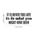 Vinyl Wall Art Decal - It Is Never Too Late To Be What You Might Have Been - 10. Positive Self Esteem Quote Sticker For Home Bedroom Closet Living Room School Office Decor 4