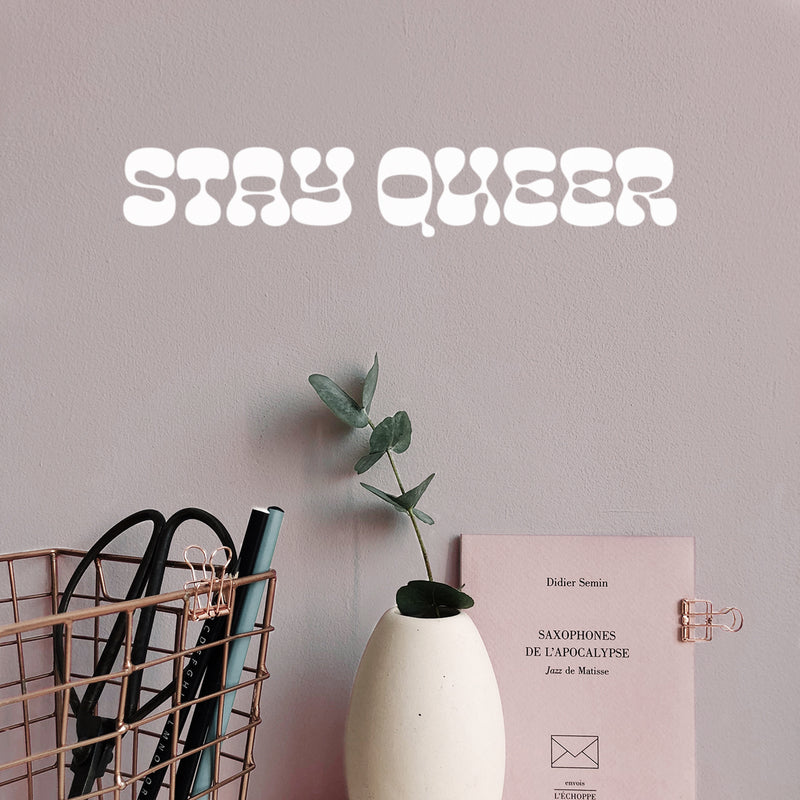 Vinyl Wall Art Decal - Stay Queer - 3" x 20" - Trendy Gender Neutral LGBTQ Quote Sticker For Home Bedroom Living Room Work Office Equality Non-Binary Store Decor 2