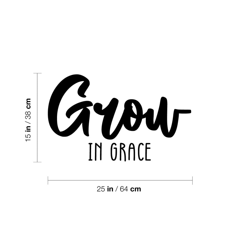 Vinyl Wall Art Decal - Grow In Grace - Trendy Inspirational Cute Quote Sticker For Nursery Home Bedroom Living Room Indoor Garden Kids Room Patio Decor 4