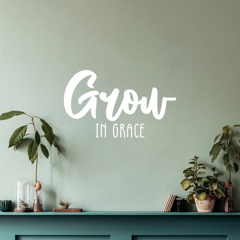 Vinyl Wall Art Decal - Grow In Grace - 15" x 25" - Trendy Inspirational Self Love Quote Sticker For Home Office Bedroom Living Room Indoor Garden Kids Room Patio Decor 2