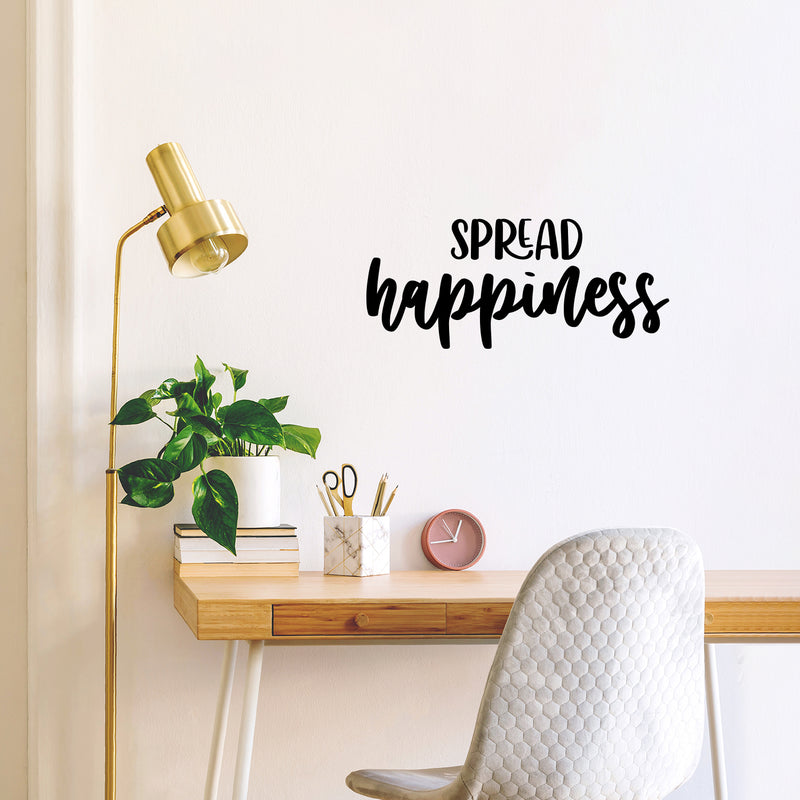 Vinyl Wall Art Decal - Spread Happiness - 11" x 25" - Modern Inspirational Positive Quote Sticker For Home Office Bedroom Living Room Kids Room Coffee Shop Decor 3