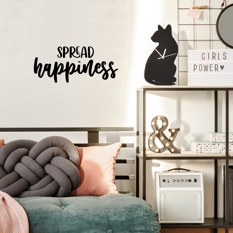 Vinyl Wall Art Decal - Spread Happiness - Modern Inspirational Positive Quote Sticker For Home Office Bedroom Living Room Kids Room Coffee Shop Decor 2