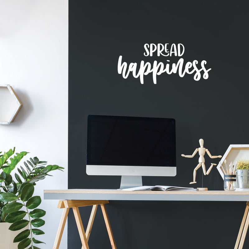 Vinyl Wall Art Decal - Spread Happiness - 11" x 25" - Modern Inspirational Positive Quote Sticker For Home Office Bedroom Living Room Kids Room Coffee Shop Decor 2