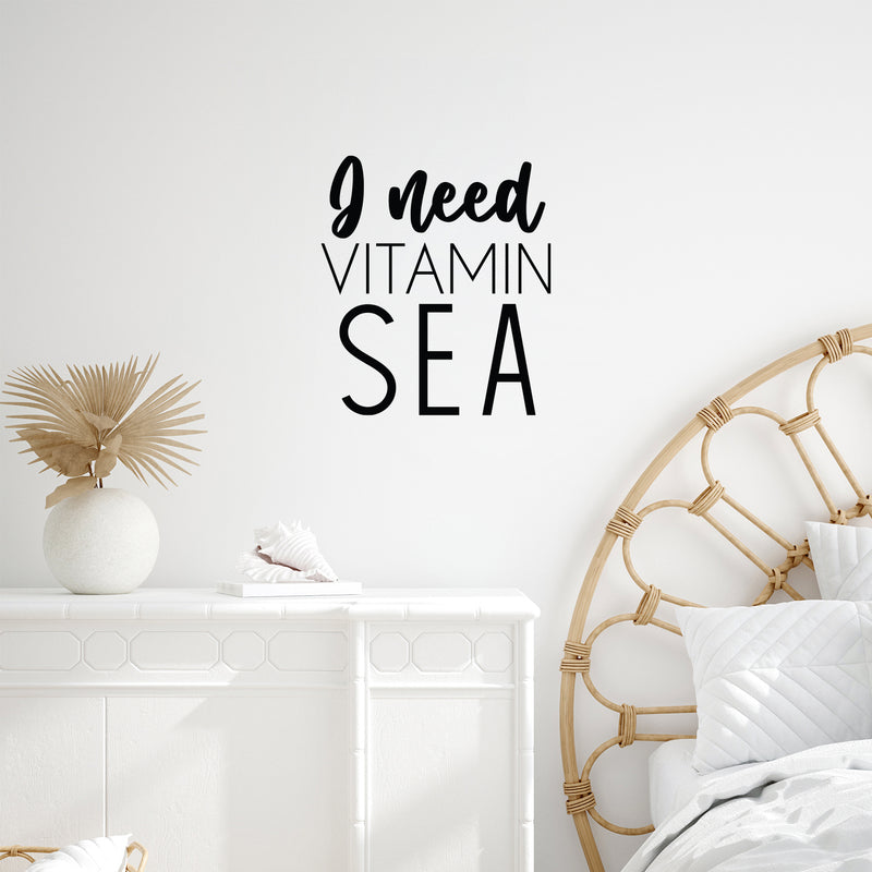 Vinyl Wall Art Decal - I Need Vitamin Sea - 17" x 15" - Trendy Inspirational Positive Summer Quote Sticker For Home Office Bedroom Kids Room Living Room Store Decor 2