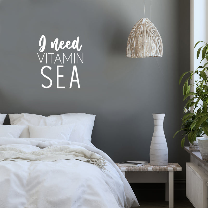Vinyl Wall Art Decal - I Need Vitamin Sea - 17" x 15" - Trendy Inspirational Positive Summer Quote Sticker For Home Office Bedroom Kids Room Living Room Store Decor 3