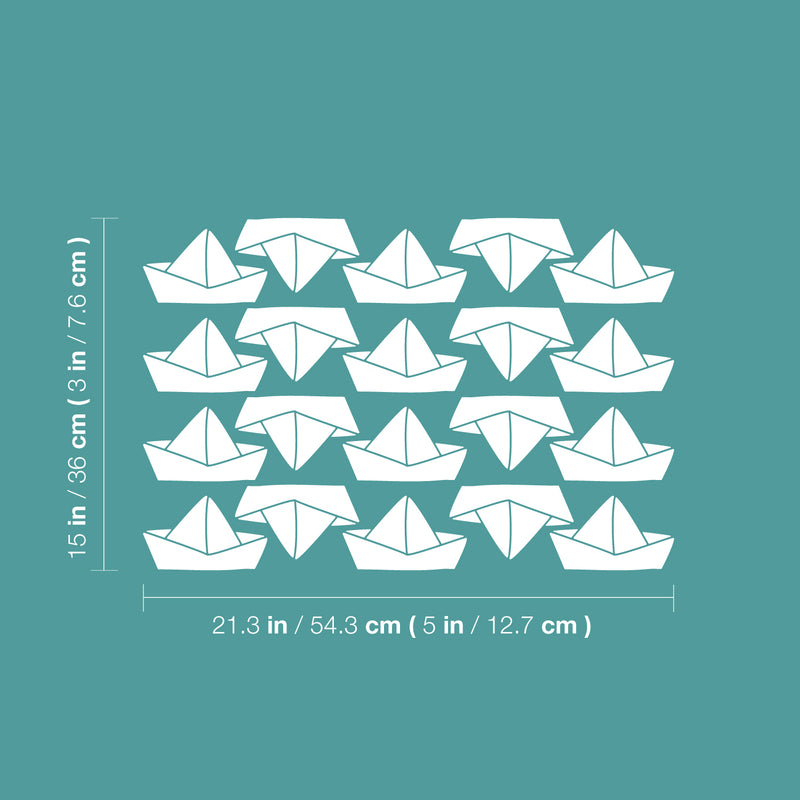 Set Of 20 Vinyl Wall Art Decal - Paper Boats Pattern - From 3" x 5" Each - Trendy Lovely Fun Design For Home Bedroom Living Room Kids Room Playroom Classroom Office Coffee Shop Decor 4