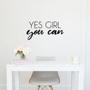 Vinyl Wall Art Decal - Yes Girl You Can - 12" x 25" - Trendy Motivational Feminism Quote Sticker For Home Girls Bedroom Work Office Living Room Store Decor 2