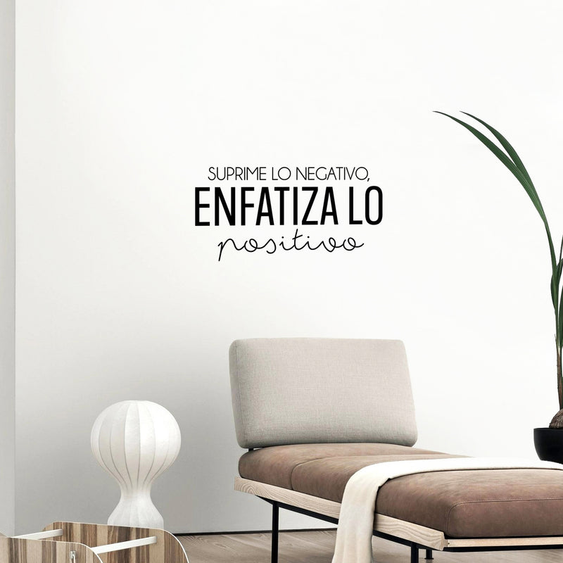 Vinyl Wall Art Decal - Suprime Lo Negativo; Enfatiza Lo Positivo / Suppress the Negative; Emphasize the Positive - Motivational Spanish Quote Sticker For Home Office Decor 3