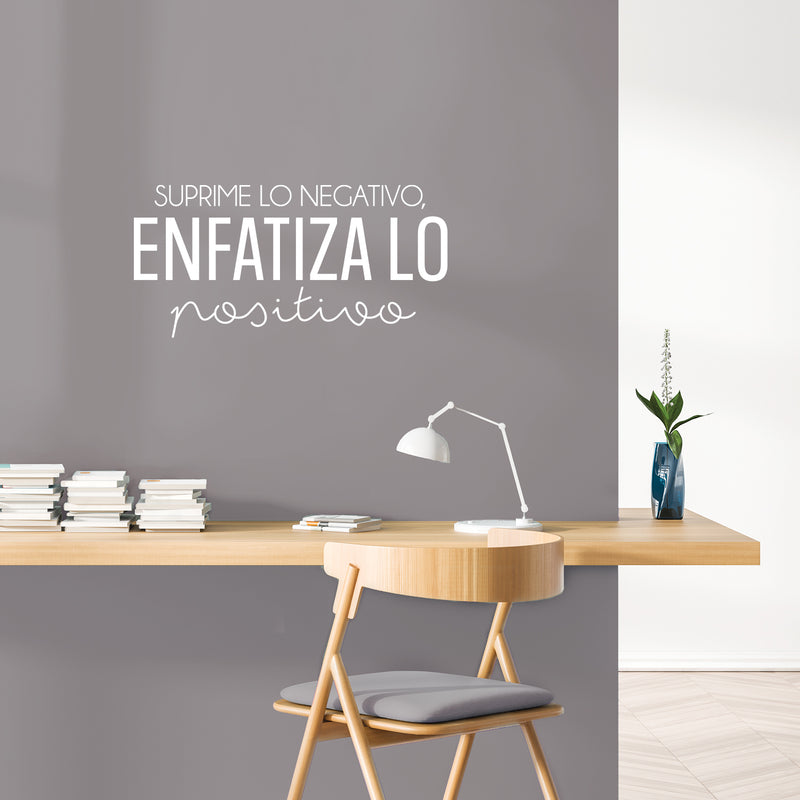 Vinyl Wall Art Decal - Suprime Lo Negativo; Enfatiza Lo Positivo / Suppress the Negative; Emphasize the Positive - 12" x 25"- Motivational Spanish Quote Sticker For Home Office Decor 2