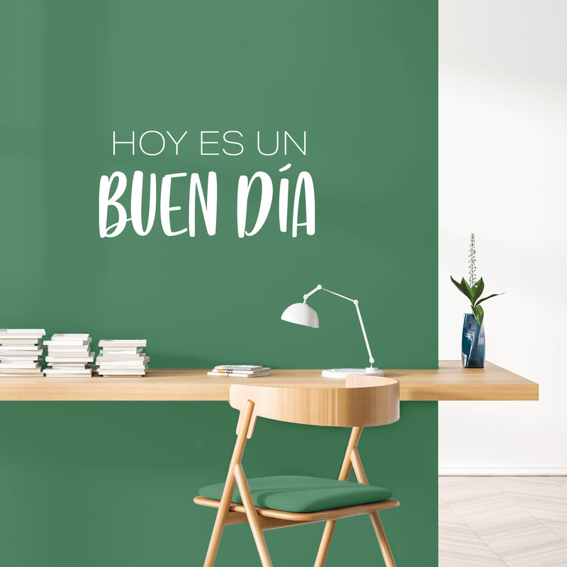 Vinyl Wall Art Decal - Hoy Es Un Buen Día / Today Is A Good Day - 12.5" x 25"- Trendy Lovely Inspiring Good Vibes Spanish Quote Sticker For Bedroom Playroom Classroom Office Decor 1