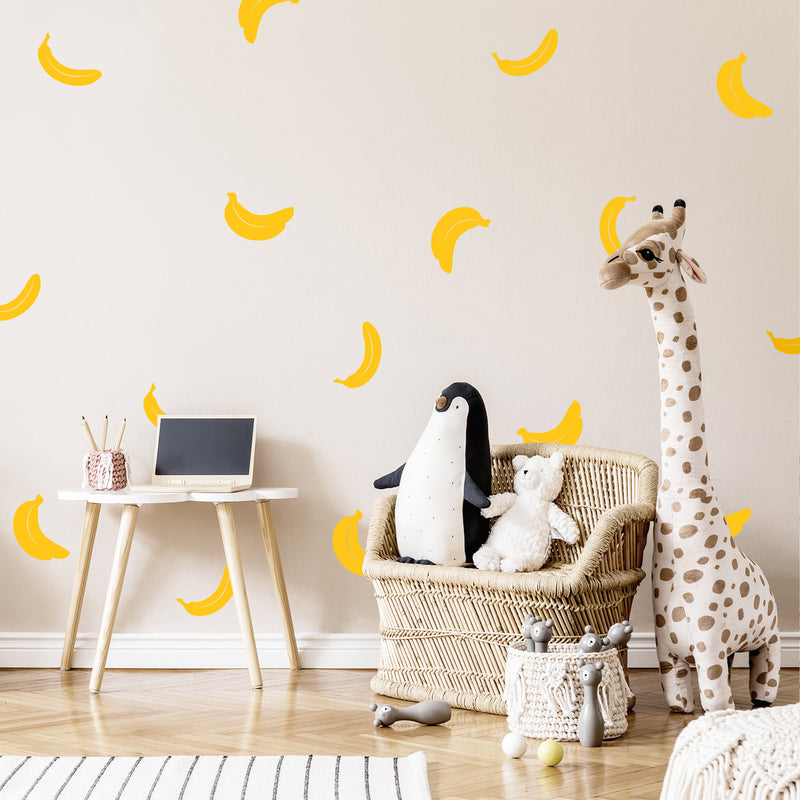 Set Of 20 Vinyl Wall Art Decal - Banana Pattern - From 4.5" x 6.5" Each - Trendy Lovely Fun Fruit Design Sticker For Home Kitchen Playroom Classroom Coffee Shop Restaurant Decor 2