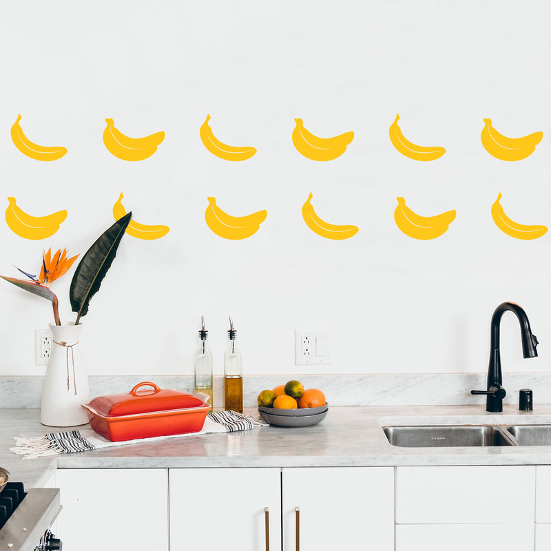 Set Of 20 Vinyl Wall Art Decal - Banana Pattern - From 4.5" x 6.5" Each - Trendy Lovely Fun Fruit Design Sticker For Home Kitchen Playroom Classroom Coffee Shop Restaurant Decor 3