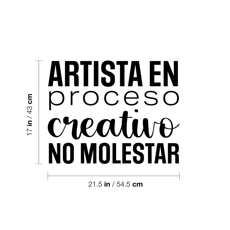 Vinyl Wall Art Decal - Artista En Proceso Creativo; No Molestar / Artist in Creative Process; Do Not Disturb - 17" x 21.5"- Inspiring Spanish Quote Sticker For School Office Decor 4