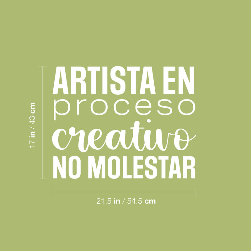 Vinyl Wall Art Decal - Artista En Proceso Creativo; No Molestar / Artist in Creative Process; Do Not Disturb - 17" x 21.5"- Inspiring Spanish Quote Sticker For School Office Decor 4